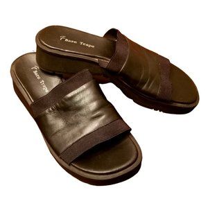 BareTraps | Alicia | Black | Leather | Slide On | Casual Flats Sandals Size: 9M
